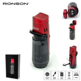 Ronson Bora - 2-Jetflame aansteker + Boor - Red Black