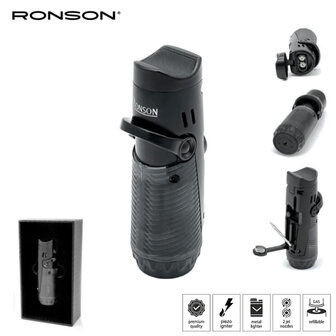 Ronson Bora - 2-Jetflame aansteker + Boor - Metal Black