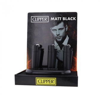 Clipper - Metal Vuursteen aansteker - Matt Zwart - Display + Giftbox