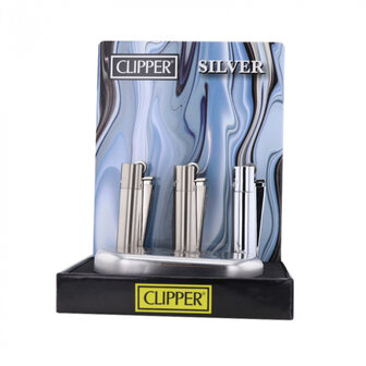 Clipper - Metal Vuursteen aansteker - Zilver - Display + Giftbox