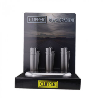 Clipper - Metal Vuursteen aansteker - Zwart Gradient - Display + Giftbox