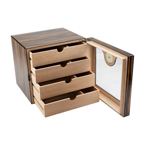 Bookwill Humidor - Kabinet 4-lades - 80 sigaren - Macassar High Gloss - 240x230x220mm-1