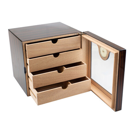 Bookwill Humidor - Kabinet 4-lades - 80 sigaren - Teak High Gloss - 240x230x220mm-1